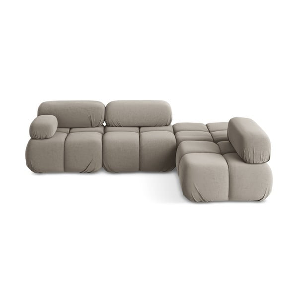 Bež žametna kotna sedežna garnitura (desni kot) Lokua – Makamii