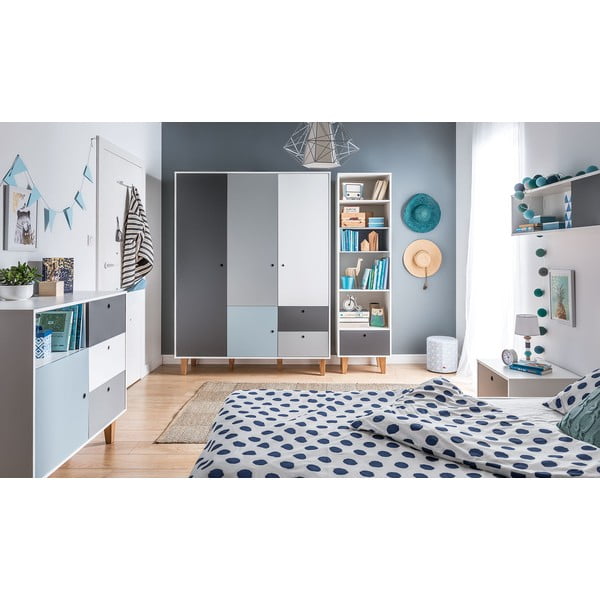 Belo-siva komoda z modrimi detajli Vox Concept-image-1