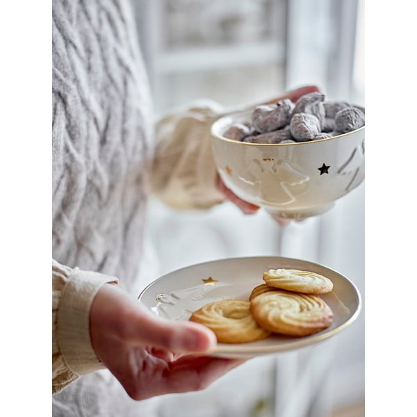 Bel desertni lončen krožnik z božičnim motivom ø 16 cm Starry – Bloomingville-image-1