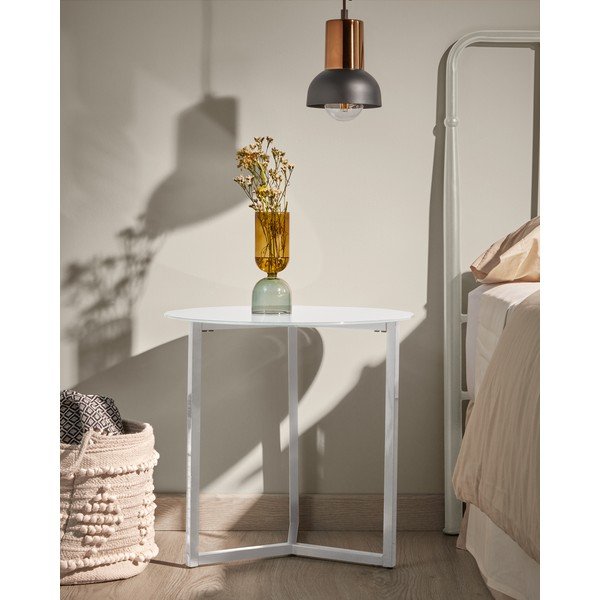 Bela dodatna mizica Kave Home Marae, ⌀ 50 cm-image-2