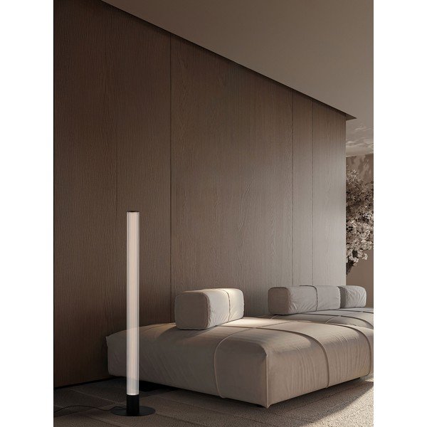 Mat črna aluminijasta LED zatemnitvena stoječa svetilka s steklenim senčilom (višina 130 cm) Glovia – Nova Luce-image-3