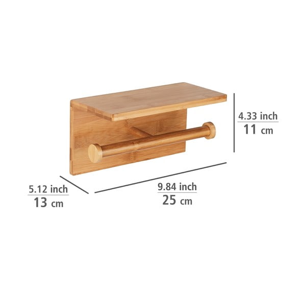 Bambusovo stensko držalo za toaletni papir Duo Bambusa – Wenko-image-2