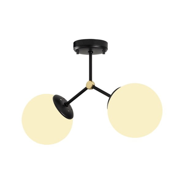 Črno-bela stropna svetilka s steklenim senčilom 15x44 cm Damar – Opviq lights-image-2