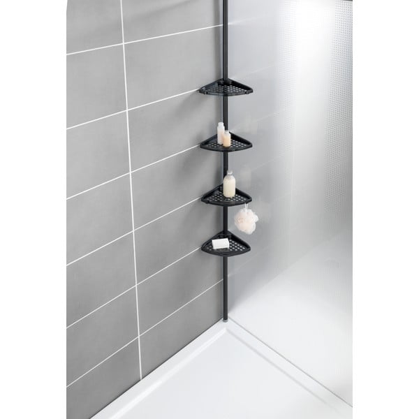 Črna kotna teleskopska kopalniška polica Opal – Allstar-image-1