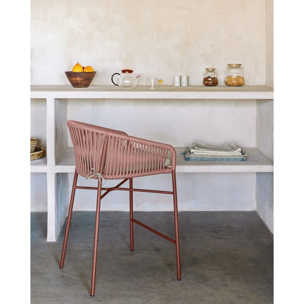 Vrtni barski stolček v barvi terakote Kave Home Yanet, višina 85 cm-image-1