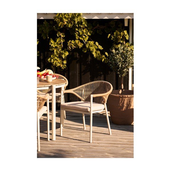 Bež kovinski in oblazinjen vrtni stol Abela – House Nordic-image-1