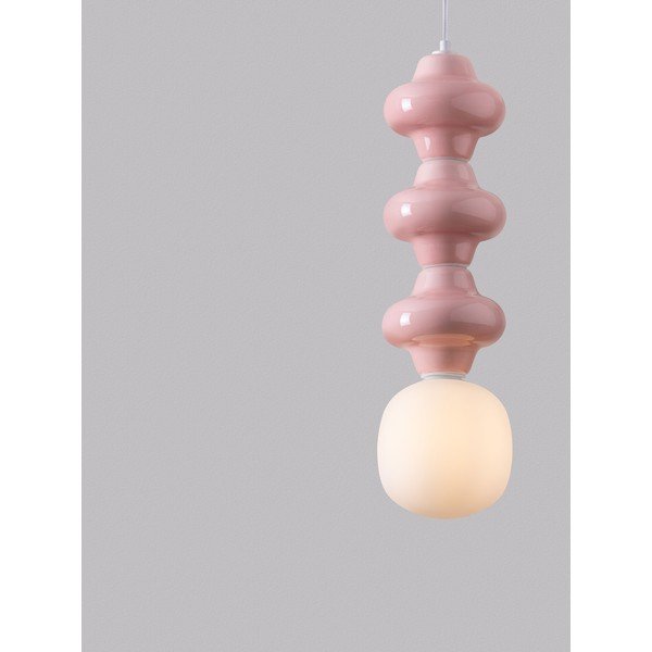 Bela/svetlo rožnata keramična viseča svetilka s steklenim senčilom ø 18 cm Clio – Nova Luce-image-1