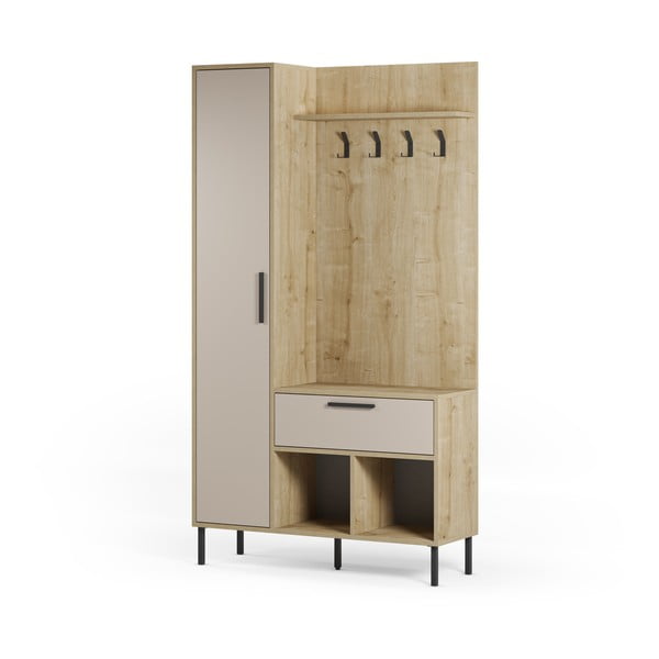 Kremno bel/naraven set za hodnik v hrastovem dekorju 108x195x35 cm Heidy – Marckeric-image-2