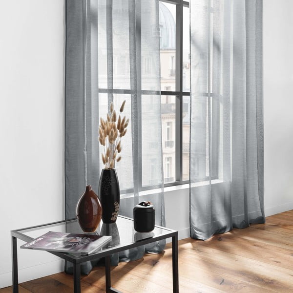 Siva prosojna zavesa iz tančice 140x240 cm Lissea – douceur d'intérieur-image-3