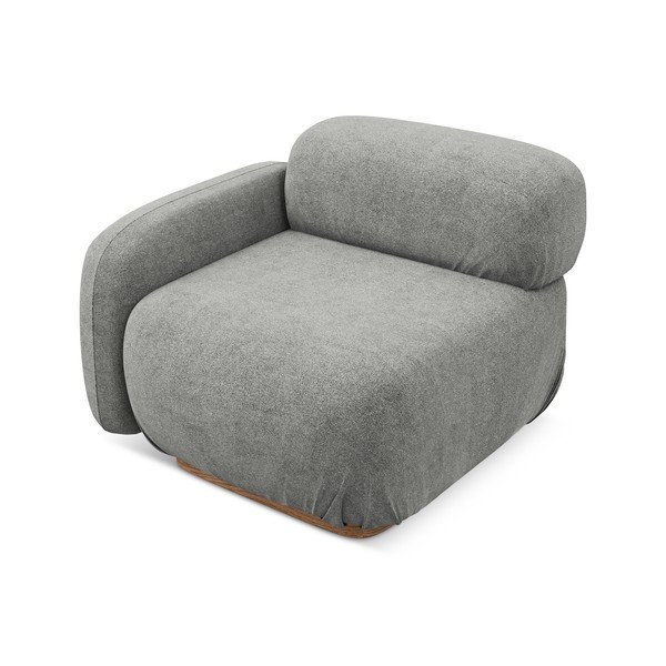 Siv modul za sedežno garnituro iz tkanine bouclé (levi kot) Ailani – Makamii-image-1