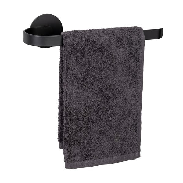 Mat črno kovinsko držalo za brisače z namestitvijo brez vrtanja Bivio – Wenko