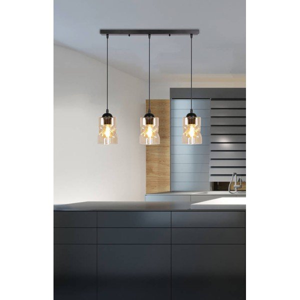 Črna viseča svetilka s steklenim senčnikom 10x62 cm Felis - Candellux Lighting-image-1