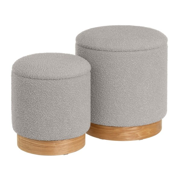 Svetlo sivi tabureji 2 ks iz tkanine bouclé – Casa Selección