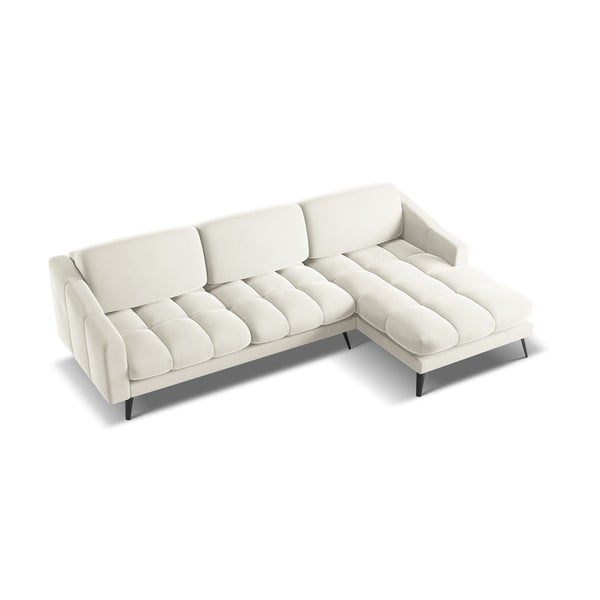 Kremno bela žametna kotna sedežna garnitura (desni kot) Nalu – Makamii-image-3