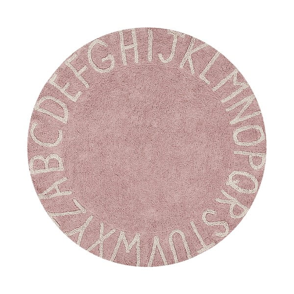 Svetlo rožnata pralna ročno tkana bombažna otroška preproga ø150 cm ABC Vintage Nude – Lorena Canals