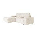 Kremno bela raztegljiva kotna sedežna garnitura s prostorom za shranjevanje (levi kot) Lulu – Miuform