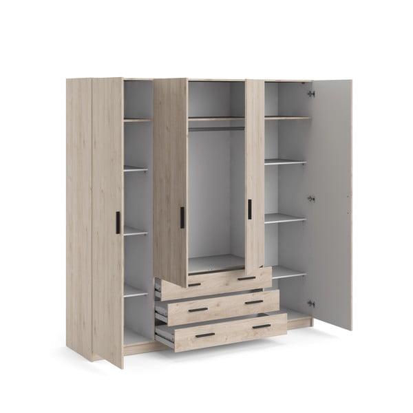 Garderobna omara v hrastovem dekorju v naravni barvi 196x200 cm Sprint – Tvilum-image-4