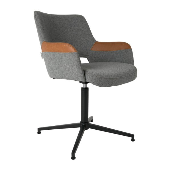 Siv pisarniški stol z rjavimi detajli Zuiver Syl