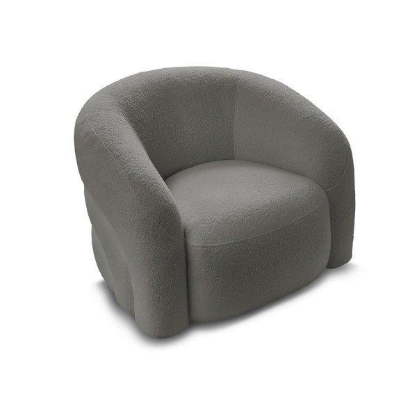 Siv vrtljiv fotelj iz tkanine bouclé Elina – Bobochic Paris-image-3