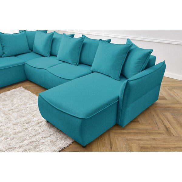 Turkizna raztegljiva kotna sedežna garnitura (z levim kotom) Leon – Bobochic Paris-image-1