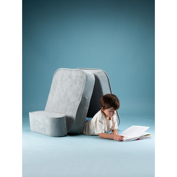 Mentolno zelen otroški fotelj iz rebrastega žameta Flip – Wigiwama-image-1