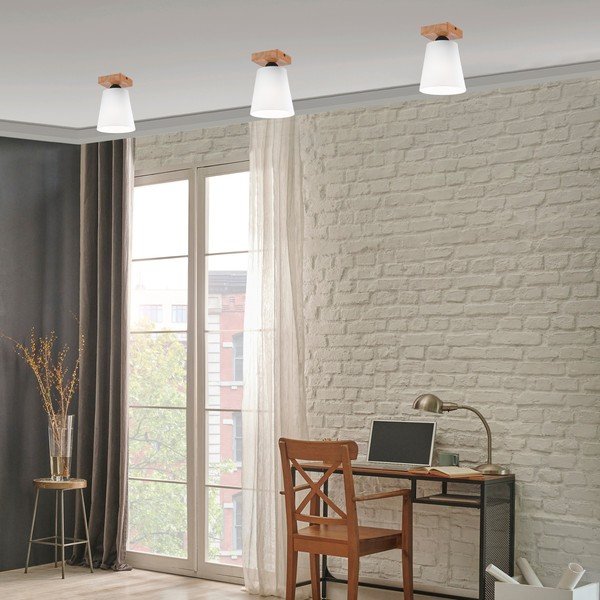 Bela stropna svetilka s tekstilnim senčnikom ø 15 cm Lula – LAMKUR-image-1