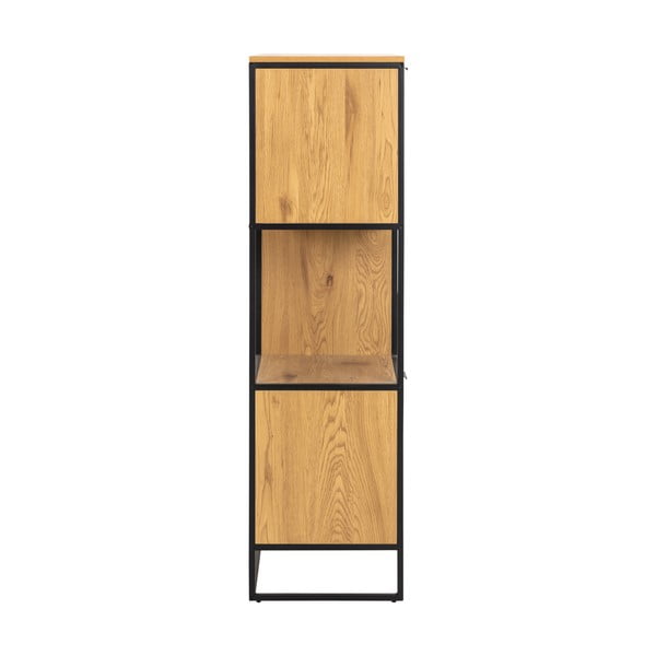 Črna knjižna omara v hrastovem dekorju 85x141 cm Swindon - Actona-image-4