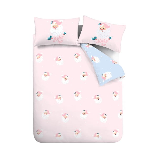 Rožnata posteljnina za zakonsko posteljo 200x200 cm Vintage Christmas Santa – Catherine Lansfield