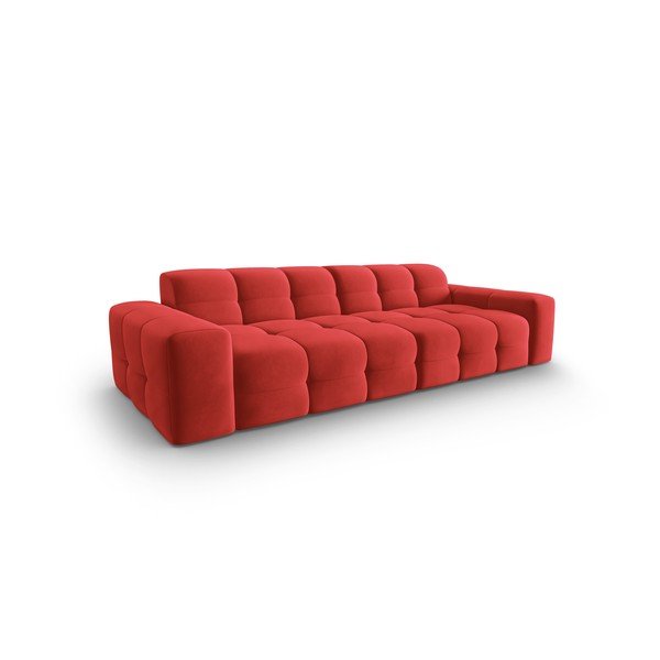 Rdeči žametni kavč 255 cm Kendal - Micadoni Home-image-3