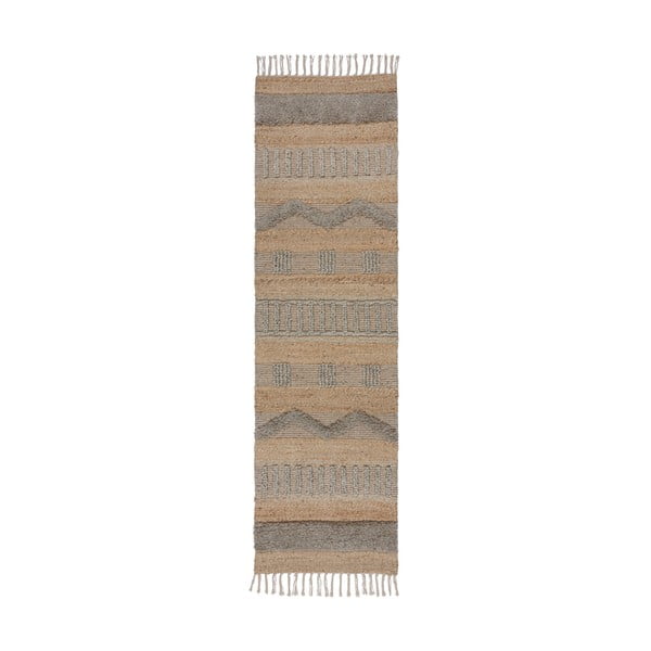 Tekač v sivi in naravni barvi 60x230 cm Medina – Flair Rugs