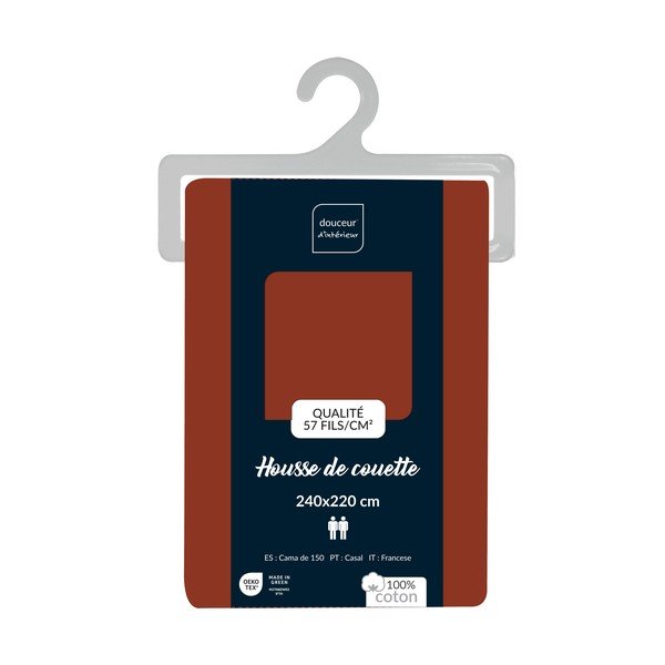 Opečnato oranžna bombažna prevleka za odejo za zakonsko posteljo/podaljšana 240x220 cm Lina – douceur d'intérieur-image-2