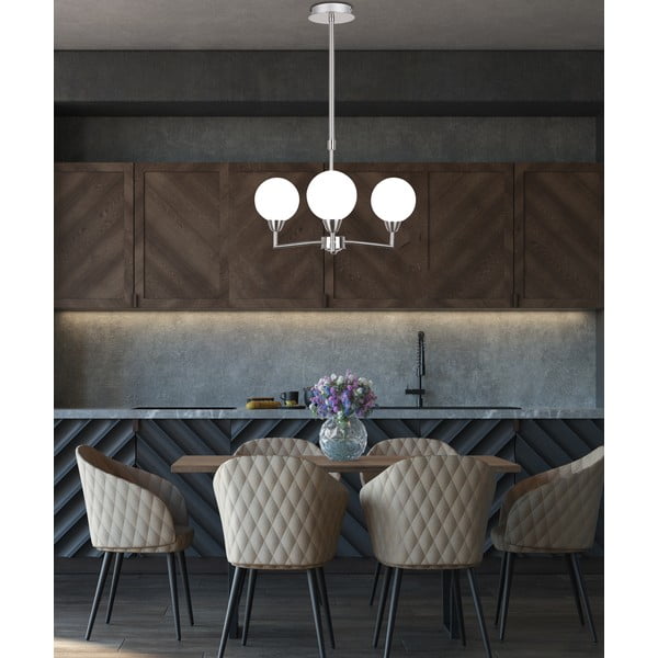 Viseča svetilka v srebrni barvi s steklenim senčnikom Logos - Candellux Lighting-image-1