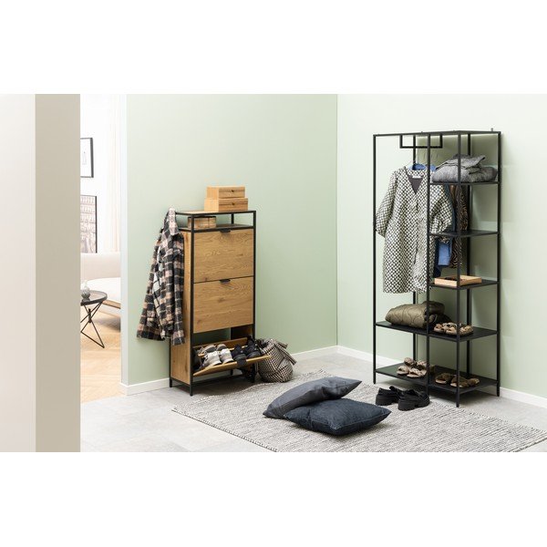 Črna odprta garderobna omara 80x185 cm Newcastle – Actona-image-4