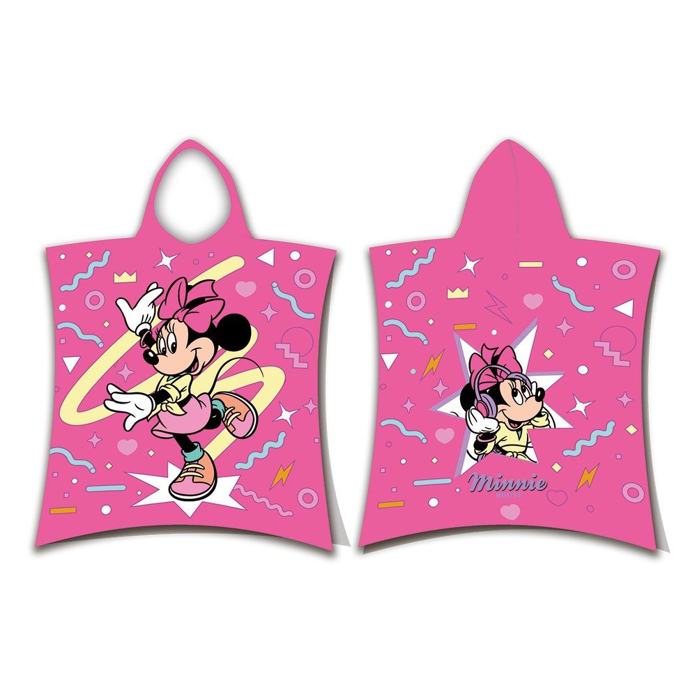 Rožnat bombažen otroški pončo velikost 3-8 let Minnie "Sparkle"