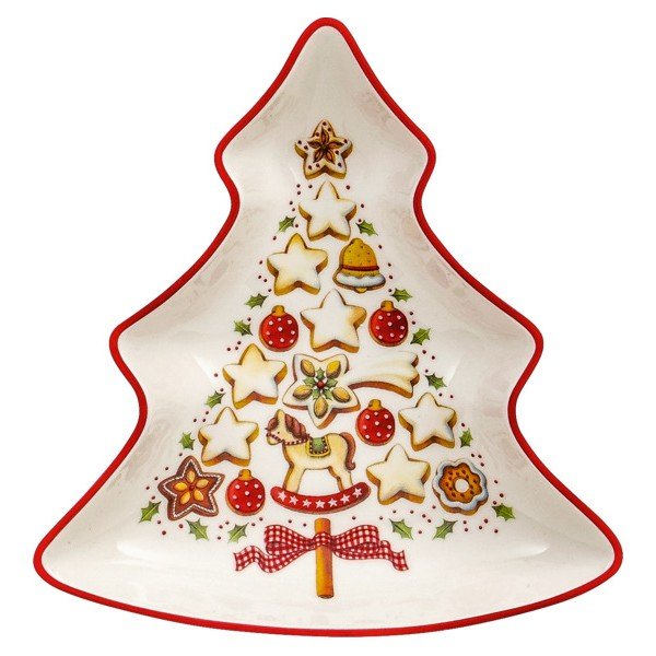 Rdeče-bela porcelanasta servirna skleda v obliki božičnega drevesa Villeroy&Boch Tree, 17,5 x 16,5 cm-image-2