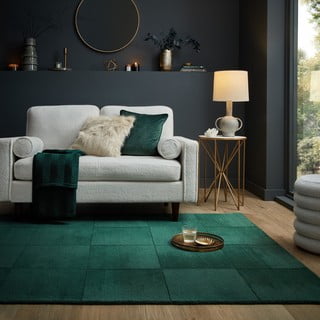 Modrozelena ročno tkana volnena preproga 120x170 cm Demi Check Ombre – Flair Rugs