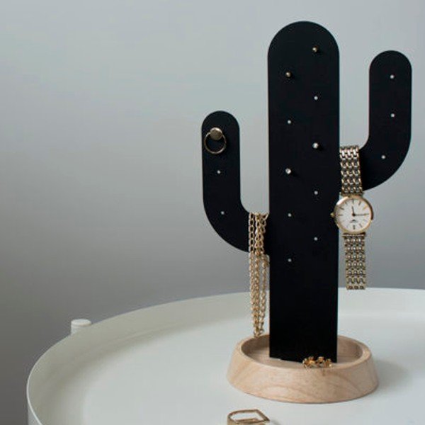 Črno stojalo za nakit Qualy&CO Cactus-image-1