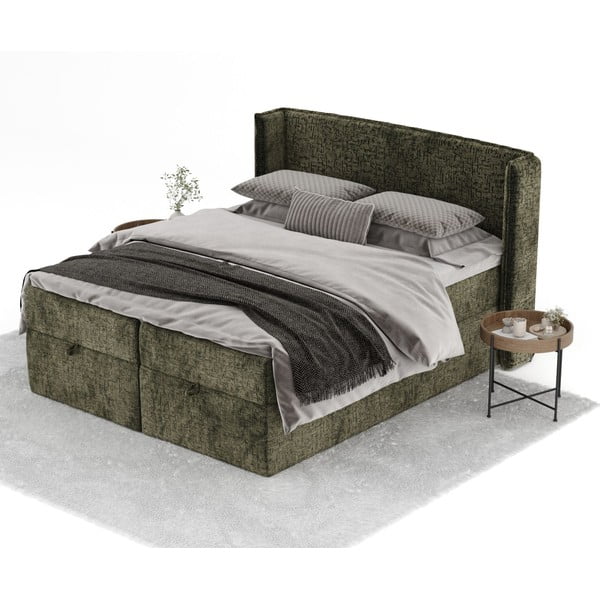 Temno zelena boxspring postelja s prostorom za shranjevanje 160x200 cm Passion – Maison de Rêve-image-2