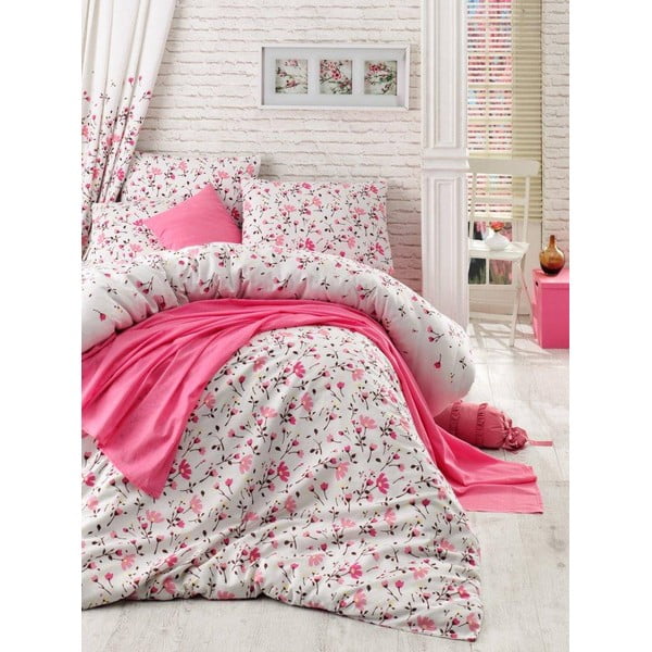 Komplet posteljnega pregrinjala, rjuhe in prevleke Flomar Pink, 160x235 cm