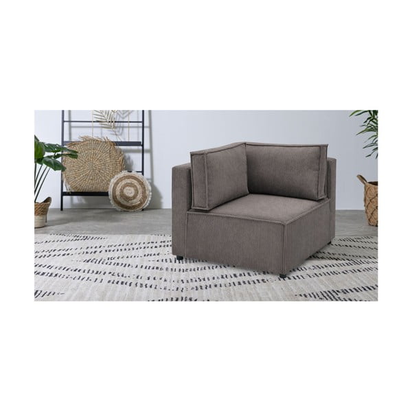 Opečnato oranžen modul za sedežno garnituro iz rebrastega žameta (s kotom po izbiri) Nihad modular – Bobochic Paris-image-1