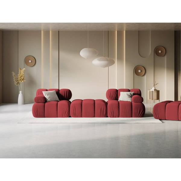 Rdeča žametna kotna sedežna garnitura Bellis – Micadoni Home-image-1