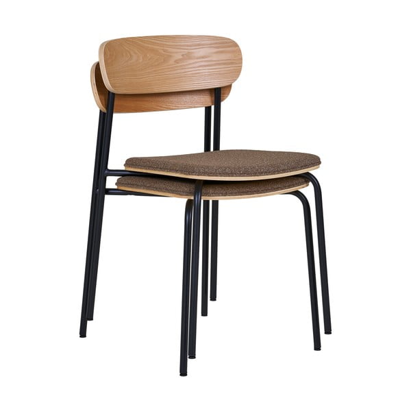 Črn/rjav jedilni stol z možnostjo nalaganja v jesenovem dekorju Estepona – House Nordic-image-4