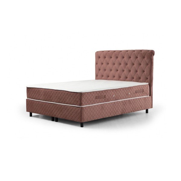 Rožnata boxspring postelja s prostorom za shranjevanje 140x200 cm Sonata – Kalune Design