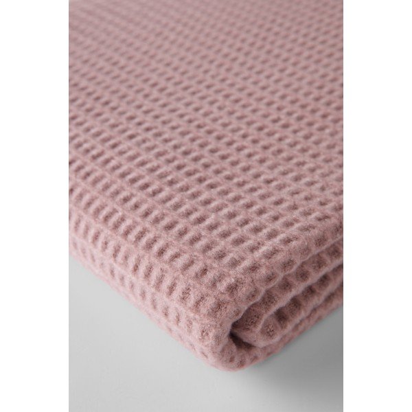 Rožnata odeja iz mešanice bombaža 140x180 cm Basics Waffle – Euromant-image-3