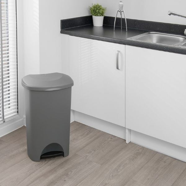 Siv koš za smeti s pedalom in pokrovom Addis, 41 x 33 x 62,5 cm-image-1