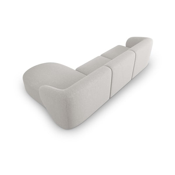 Svetlo siva kotna sedežna garnitura iz šenilje (desni kot/z ležalnikom) Paolo – Milo Casa-image-3