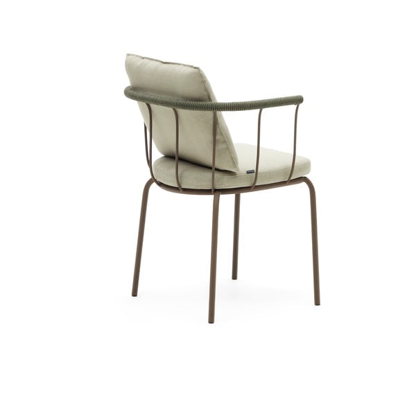 Zeleno-bež kovinski vrtni stol Salguer - Kave Home-image-4