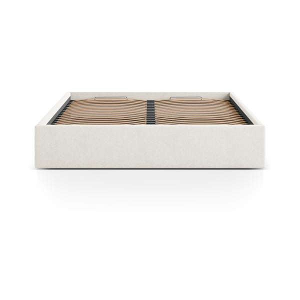 Kremno bela oblazinjena zakonska postelja s prostorom za shranjevanje/brez vzglavja z letvenim dnom 140x200 cm Susan – Micadoni -image-2