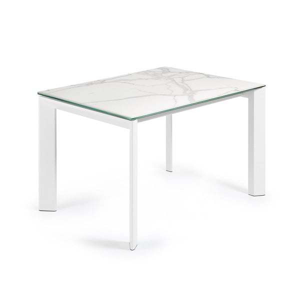 Raztegljiva jedilna miza z dodatno ploščo z mizno ploščo v marmornem dekorju 80x120 cm Axis – Kave Home