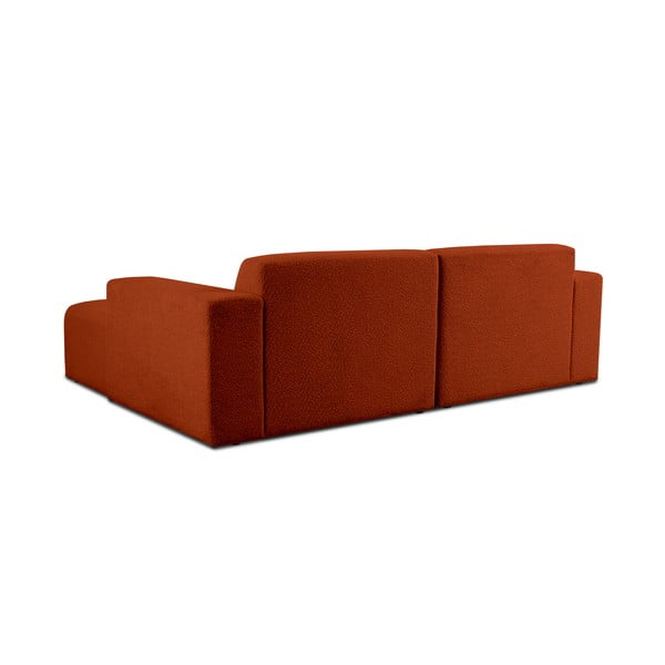 Opečnato oranžna kotna sedežna garnitura iz tkanine bouclé (levi kot) Roxy – Scandic-image-2